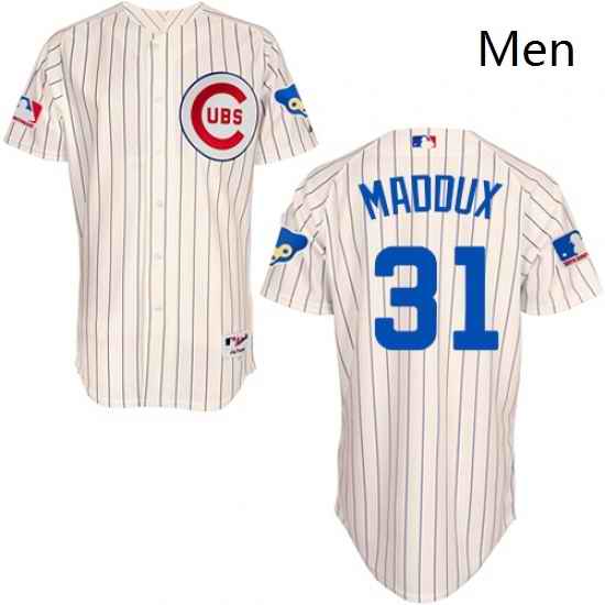 Mens Majestic Chicago Cubs 31 Greg Maddux Authentic Cream 1969 Turn Back The Clock MLB Jersey
